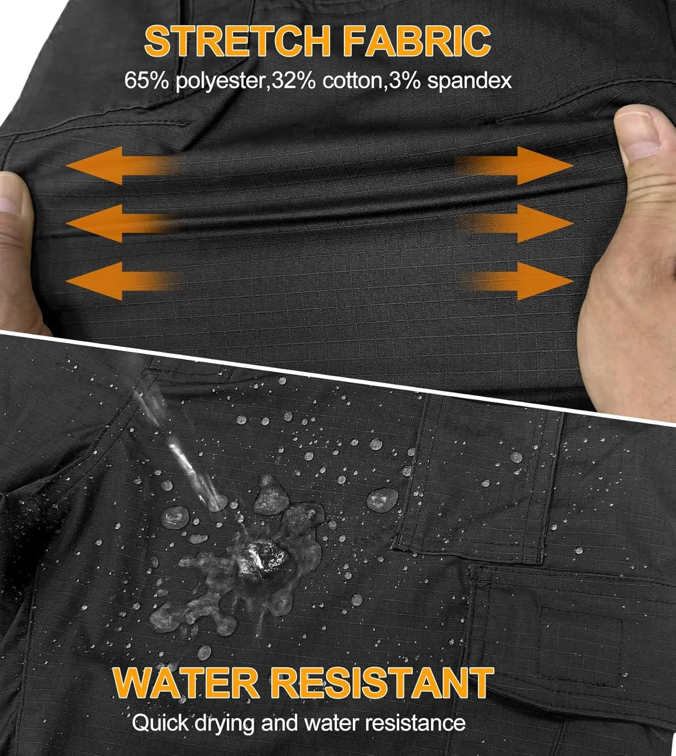 Work Pants for Men Stretch Ripstop Cargo Pants Lightweight Water Resistant Tactical Pants with 8 Pockets No Belt