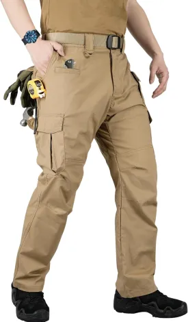 Work Pants for Men Stretch Ripstop Cargo Pants Lightweight Water Resistant Tactical Pants with 8 Pockets No Belt