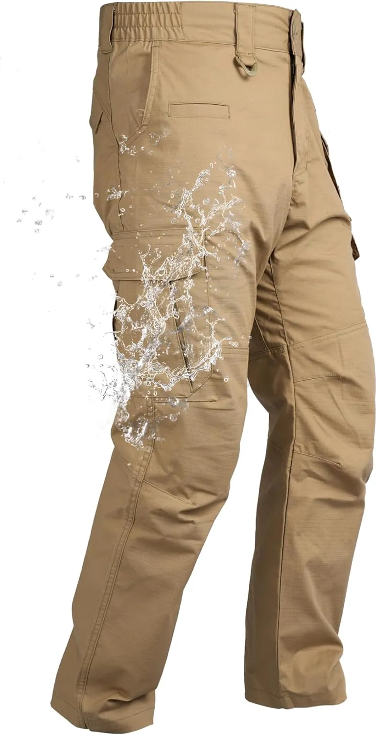 Work Pants for Men Stretch Ripstop Cargo Pants Lightweight Water Resistant Tactical Pants with 8 Pockets No Belt