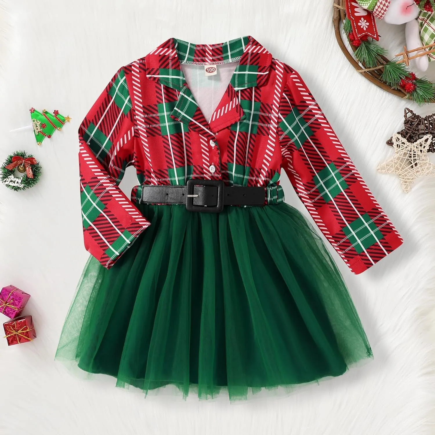 YOUNGER STAR Little Baby Girl Black and White Dress Buffalo Plaid Tutu Skirt Party Princess Formal Outfit Clothes