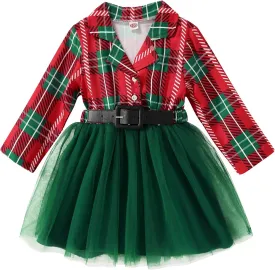 YOUNGER STAR Little Baby Girl Black and White Dress Buffalo Plaid Tutu Skirt Party Princess Formal Outfit Clothes