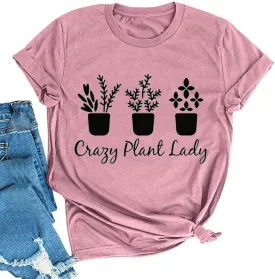 YourTops Women Crazy Plant Lady Graphic T-Shirt