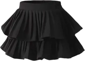 Zerf Girls White Black Mini Pleated Skirt Skort for Toddler Girls Summer Pink Ruffle Tutu Skirt with Shorts Underneath