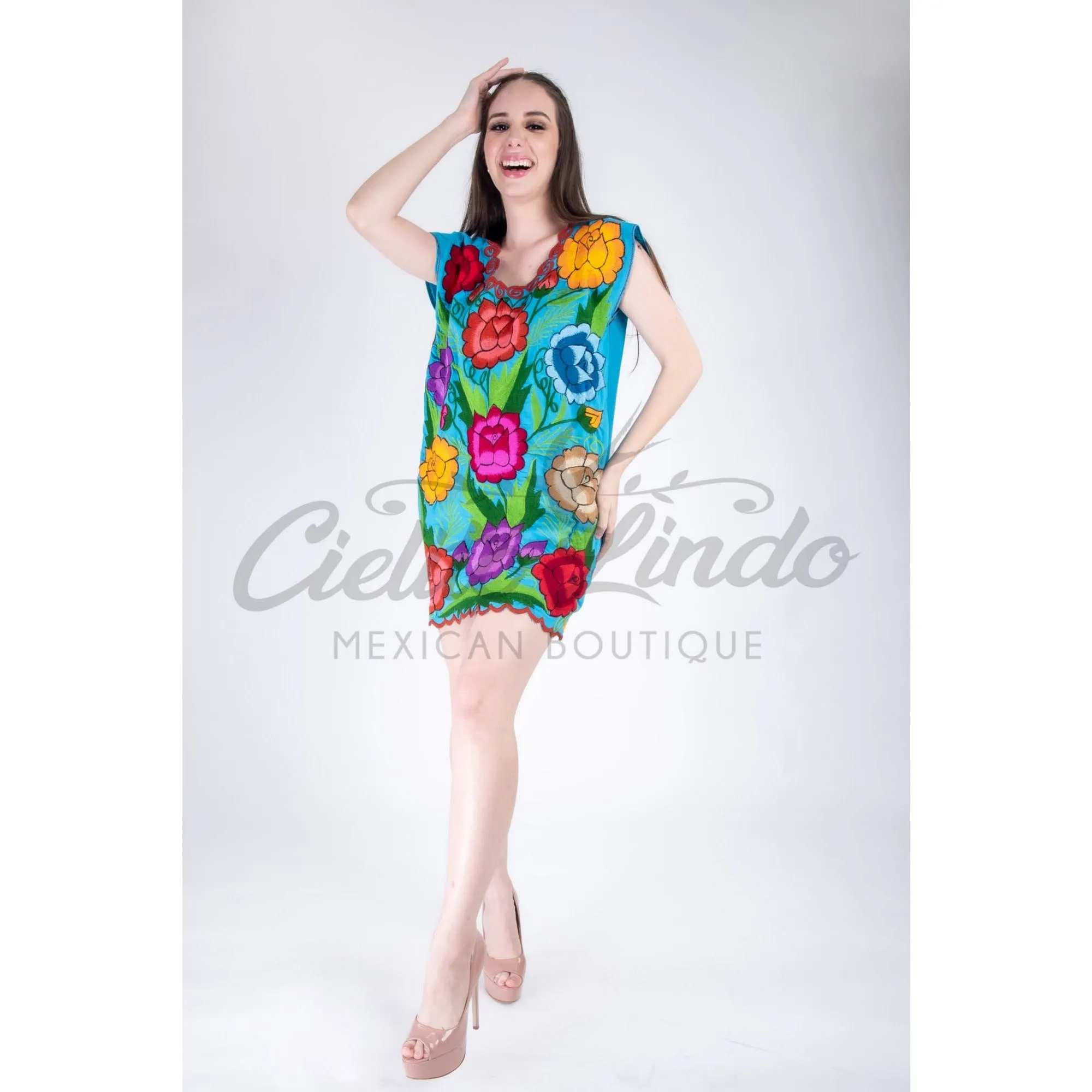 Zina Turquoise Mini Dress